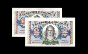 Pareja correlativa 2 Pesetas 1937, serie B, S/C