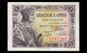 1 Peseta 1943, sin serie, EBC+