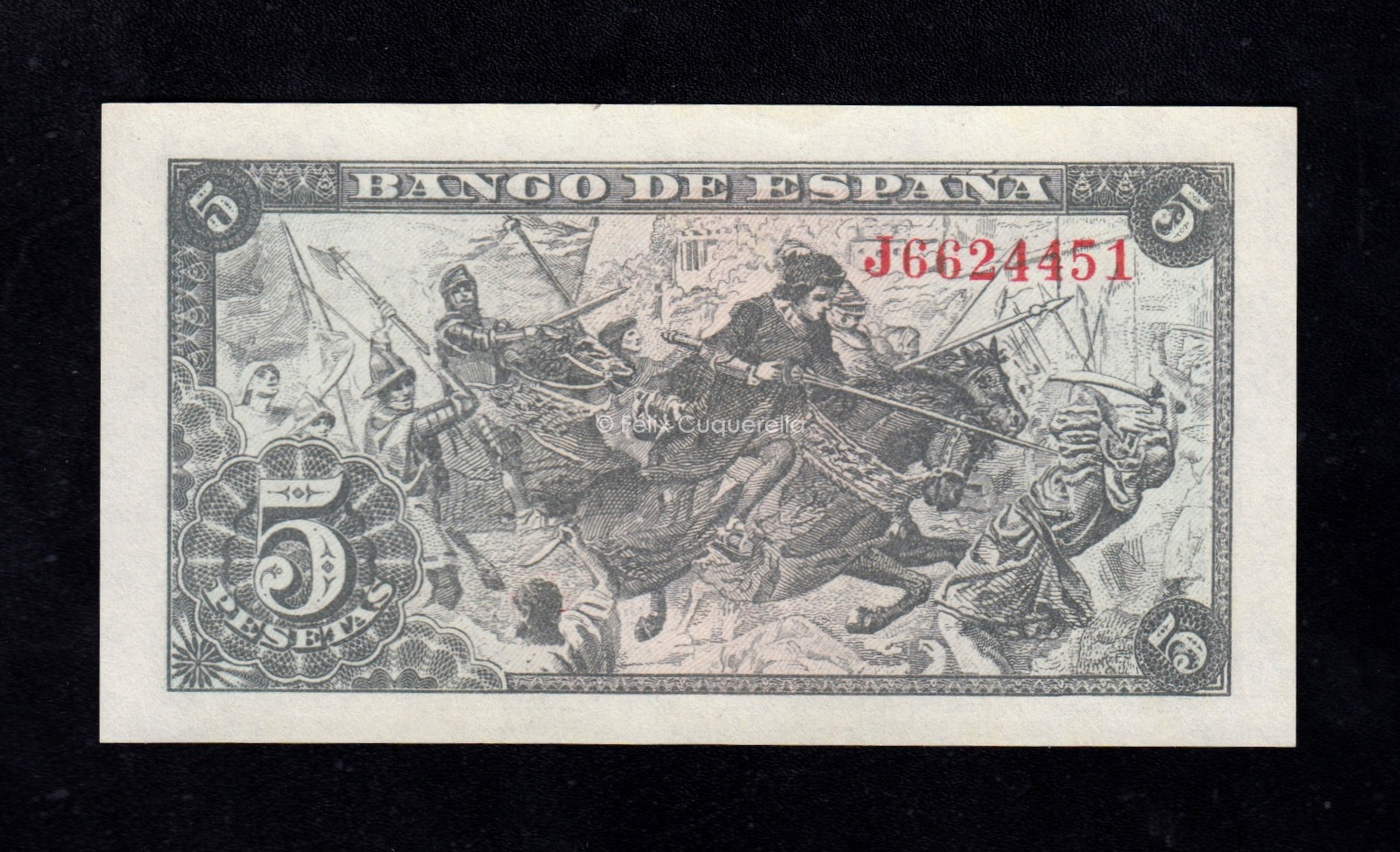 5 pesetas 1945, serie J, EBC+ 5 pesetas 1945, serie J, EBC+