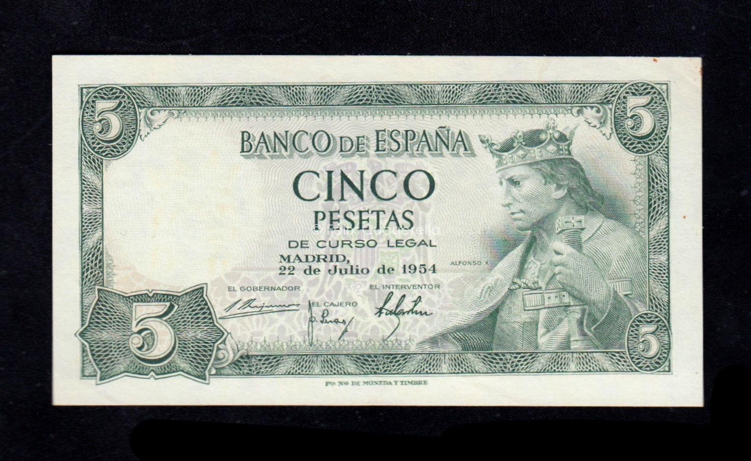 5 pesetas 1954, serie M, S/C- 5 pesetas 1954, serie M, S/C-