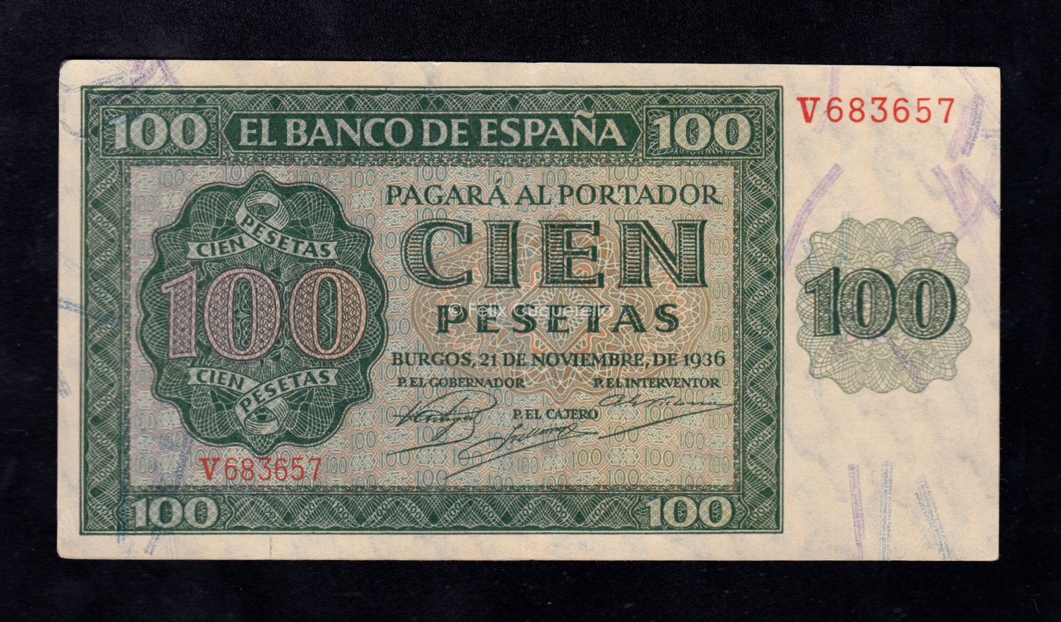 100 Pesetas 1936, serie V, EBC 100 Pesetas 1936, serie V, EBC
