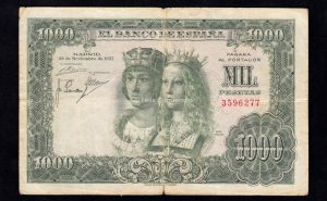 1000 pesetas 1957, sin serie, B/C