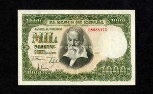 1000 pesetas 1951, serie B, EBC+ anverso