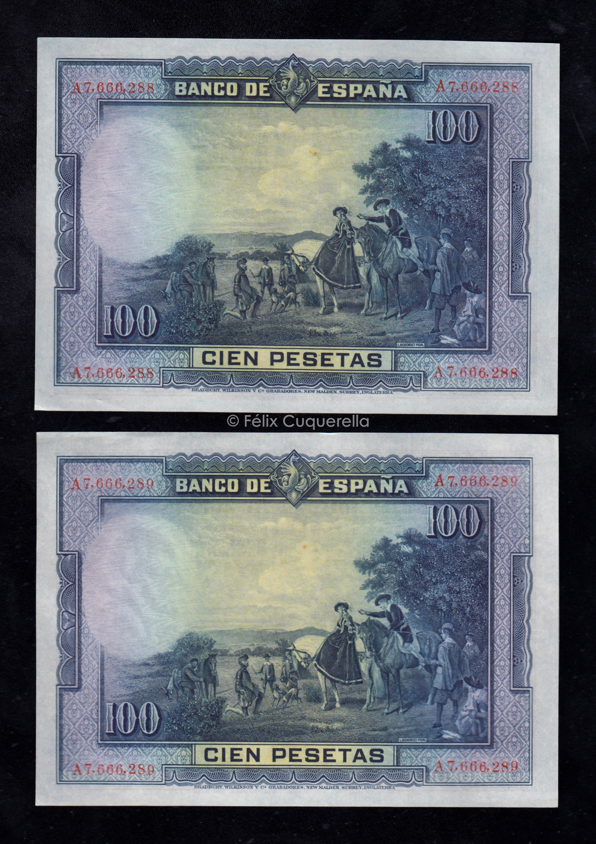 Pareja correlativa 100 pesetas 1928, serie A, S/C- Pareja correlativa 100 pesetas 1928, serie A, S/C-