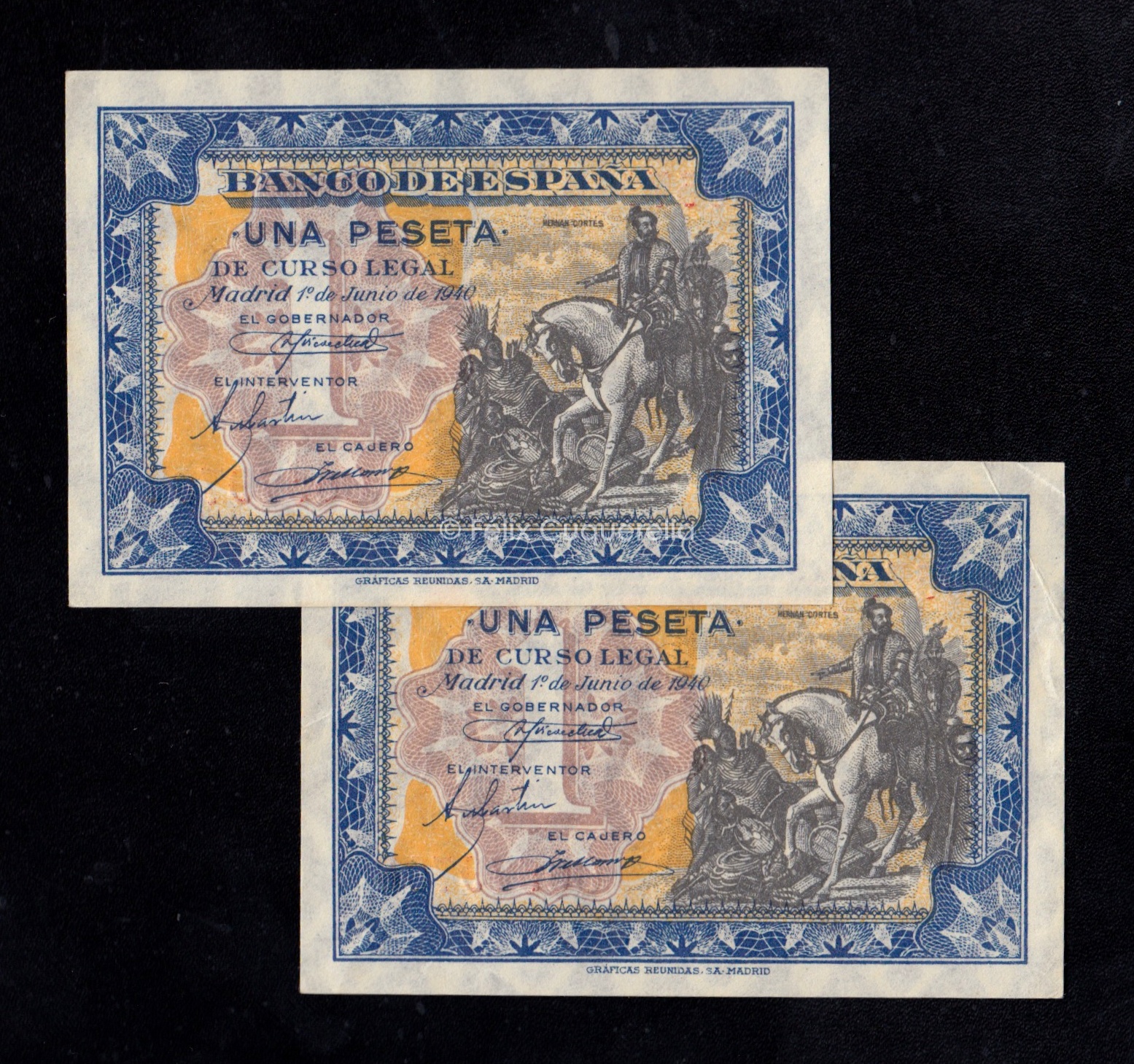 Pareja correlativa 1 Peseta junio 1940, serie C, S/C- Pareja correlativa 1 Peseta junio 1940, serie C, S/C-