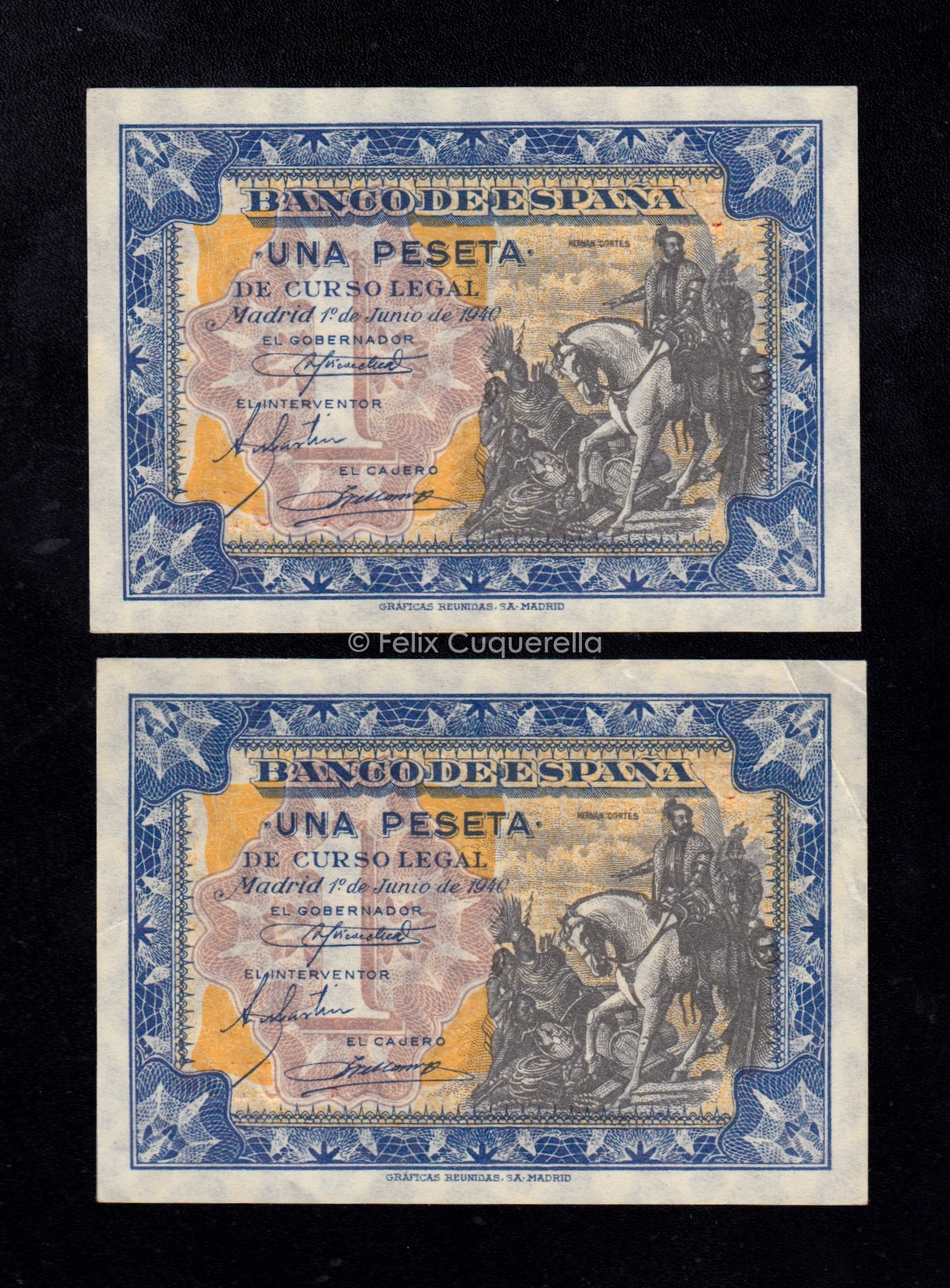 Pareja correlativa 1 Peseta junio 1940, serie C, S/C- Pareja correlativa 1 Peseta junio 1940, serie C, S/C-