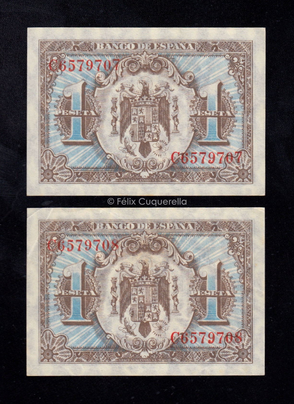 Pareja correlativa 1 Peseta junio 1940, serie C, S/C- Pareja correlativa 1 Peseta junio 1940, serie C, S/C-