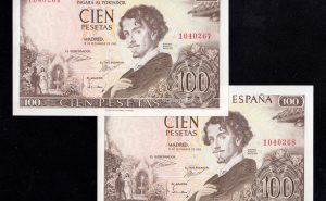 Pareja correlativa 100 Pesetas 1965, sin serie, S/C-