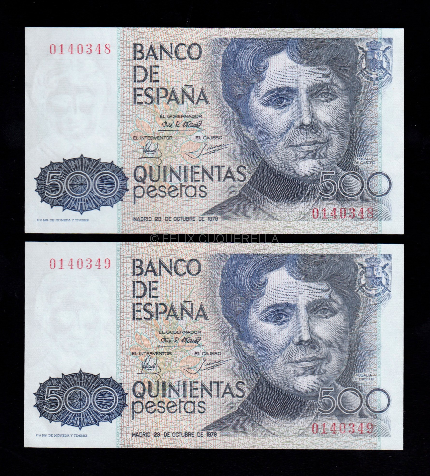 Pareja correlativa 500 pesetas 1979, sin serie, S/C- Pareja correlativa 500 pesetas 1979, sin serie, S/C-
