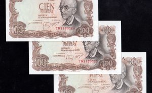 Pareja correlativa 100 Pesetas 1970, serie 7W (última serie), S/C