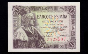 1 peseta 1945, sin serie, S/C-