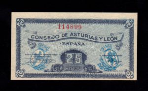 Asturias y León 25 céntimos, S/C-, descentrado