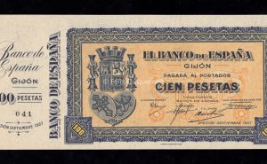 100 Pesetas Gijón 1937, con matriz, S/C