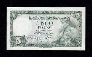5 pesetas 1954, serie V, S/C-