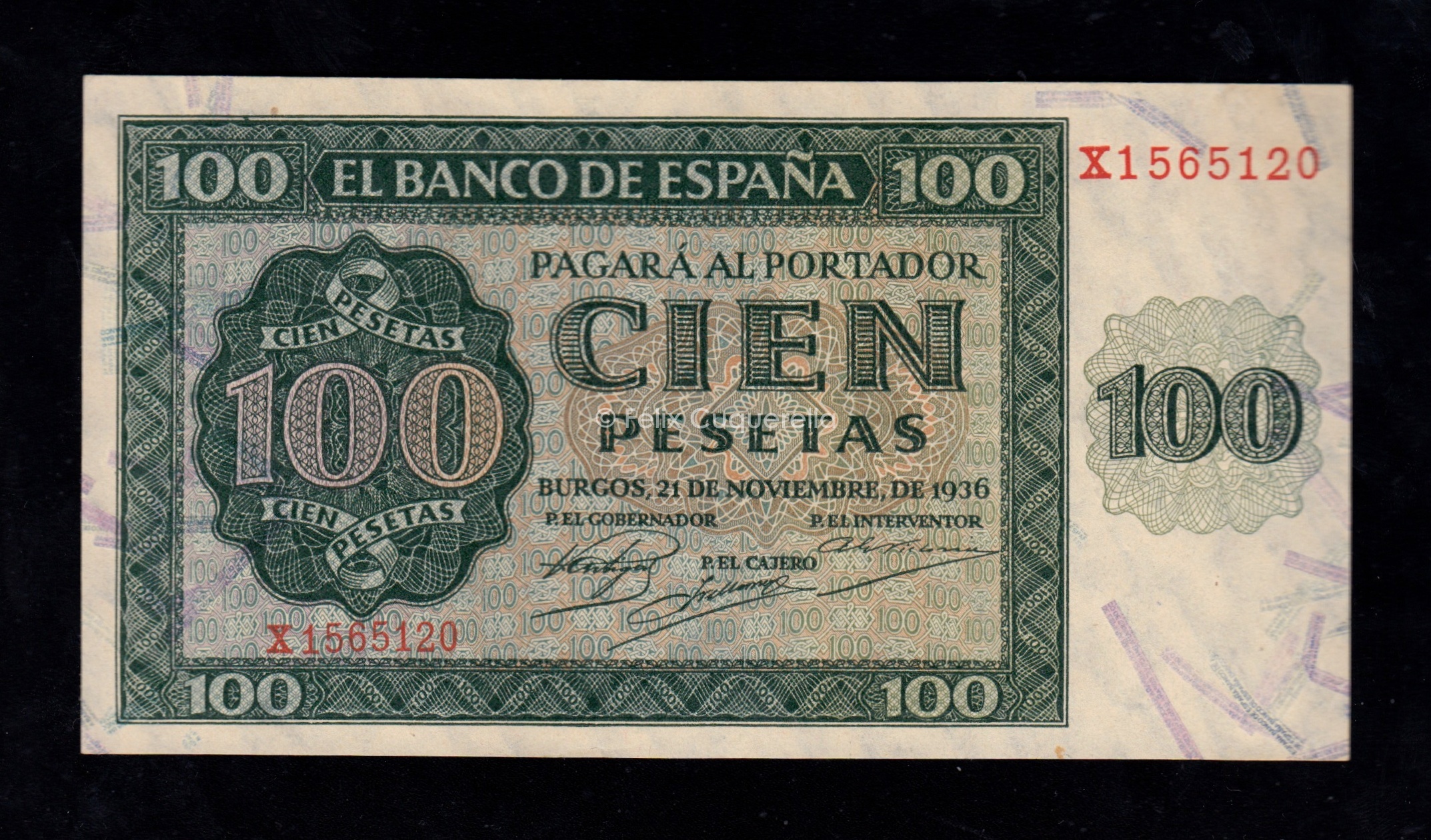 100 Pesetas 1936, serie X, S/C- 100 Pesetas 1936, serie X, S/C-