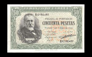 50 Pesetas 1940, serie B, EBC+ anverso