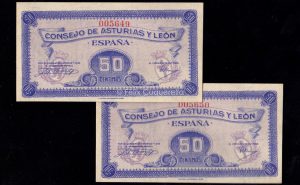 Pareja correlativa Asturias y León, 50 céntimos, S/C-