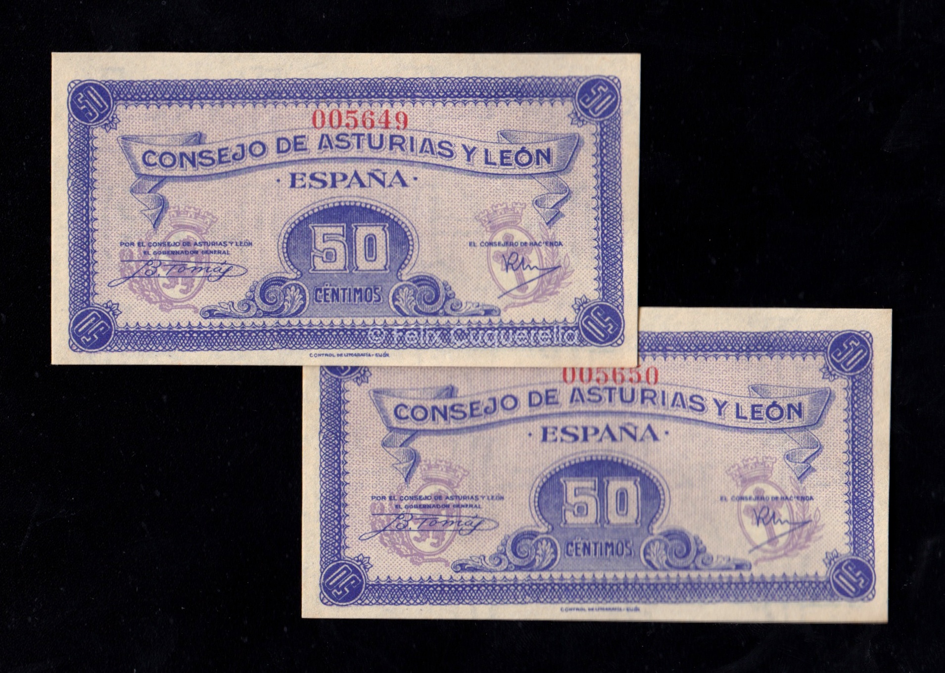 Pareja correlativa Asturias y León, 50 céntimos, S/C- Pareja correlativa Asturias y León, 50 céntimos, S/C-