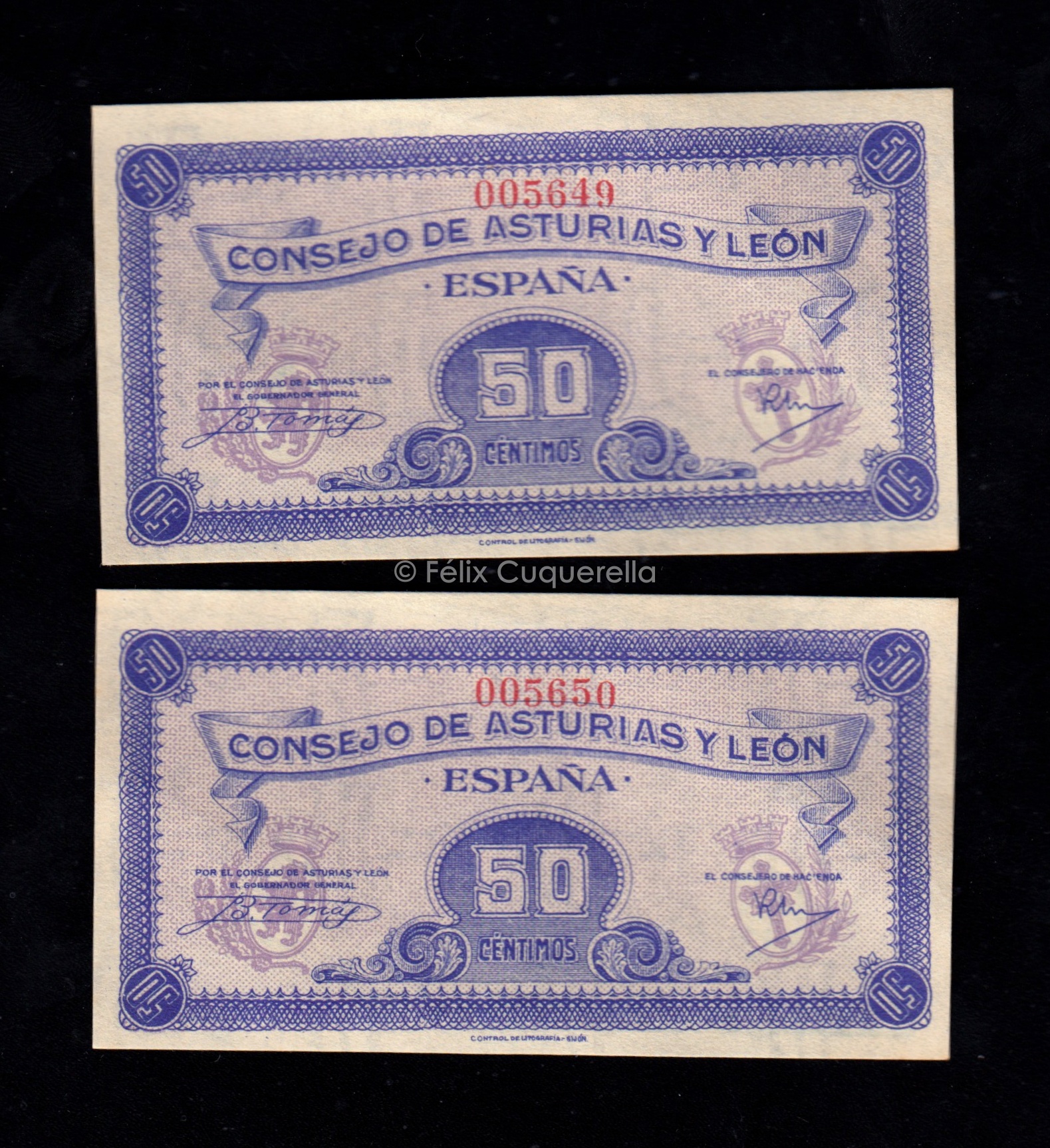 Pareja correlativa Asturias y León, 50 céntimos, S/C- Pareja correlativa Asturias y León, 50 céntimos, S/C-