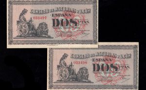 Asturias y León, pareja correlativa 2 pesetas, S/C-