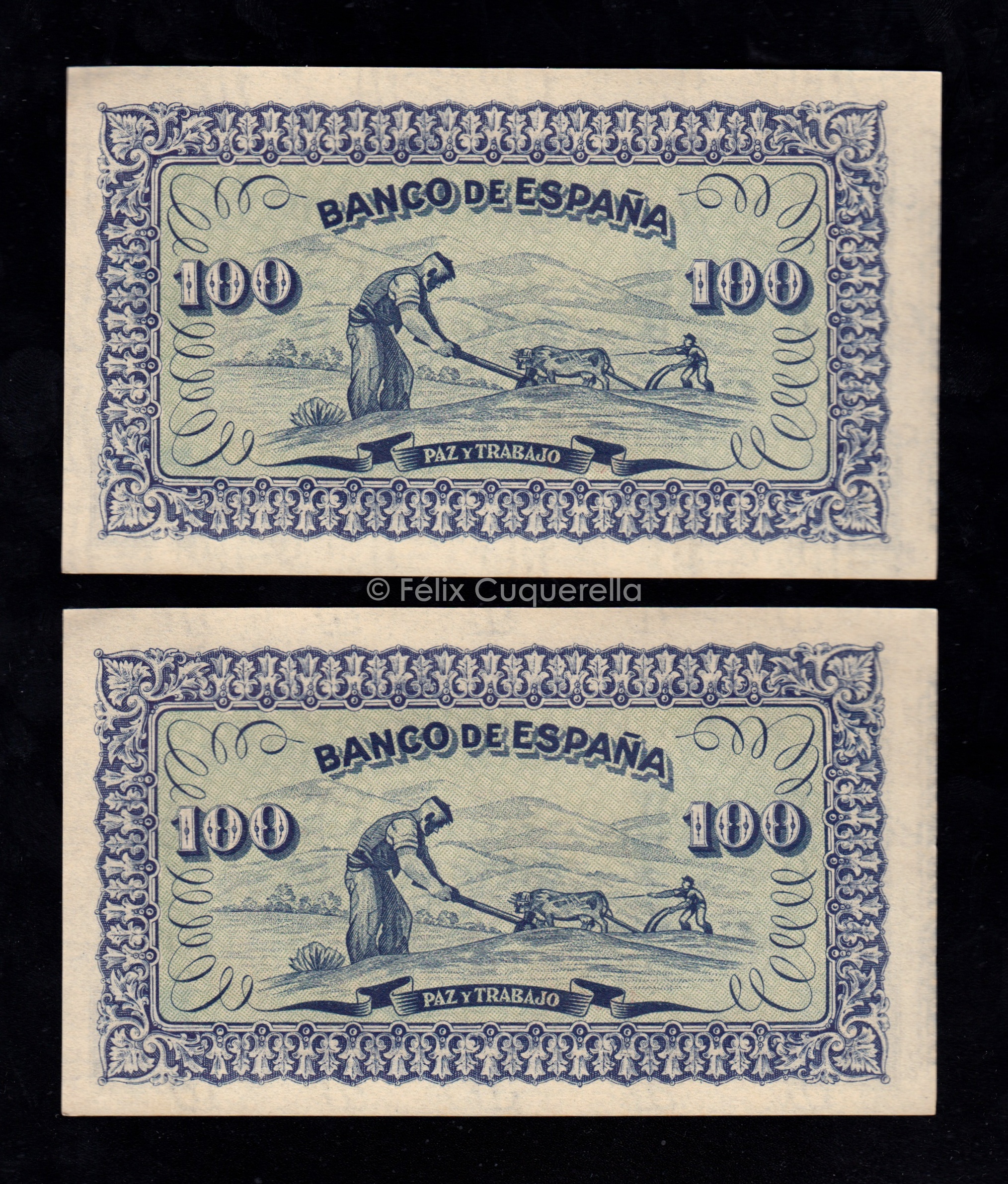 Banco de Gijón 1937, pareja correlativa 100 pesetas, S/C- Banco de Gijón 1937, pareja correlativa 100 pesetas, S/C-