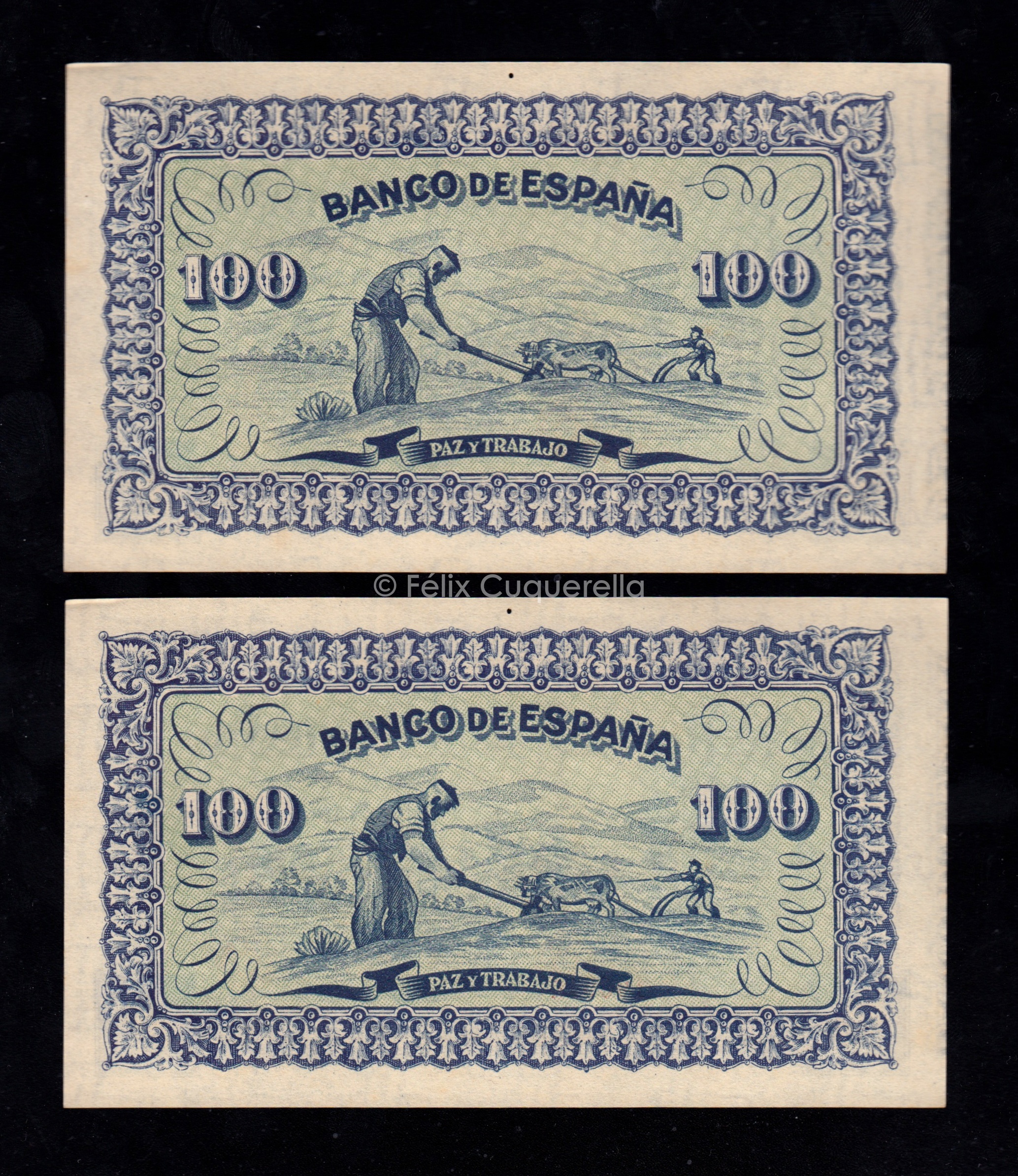 Banco de Gijón 1937, pareja correlativa 100 pesetas, S/C- Banco de Gijón 1937, pareja correlativa 100 pesetas, S/C-