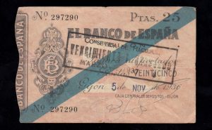 Banco de Gijón 1936, 25 pesetas, MBC-