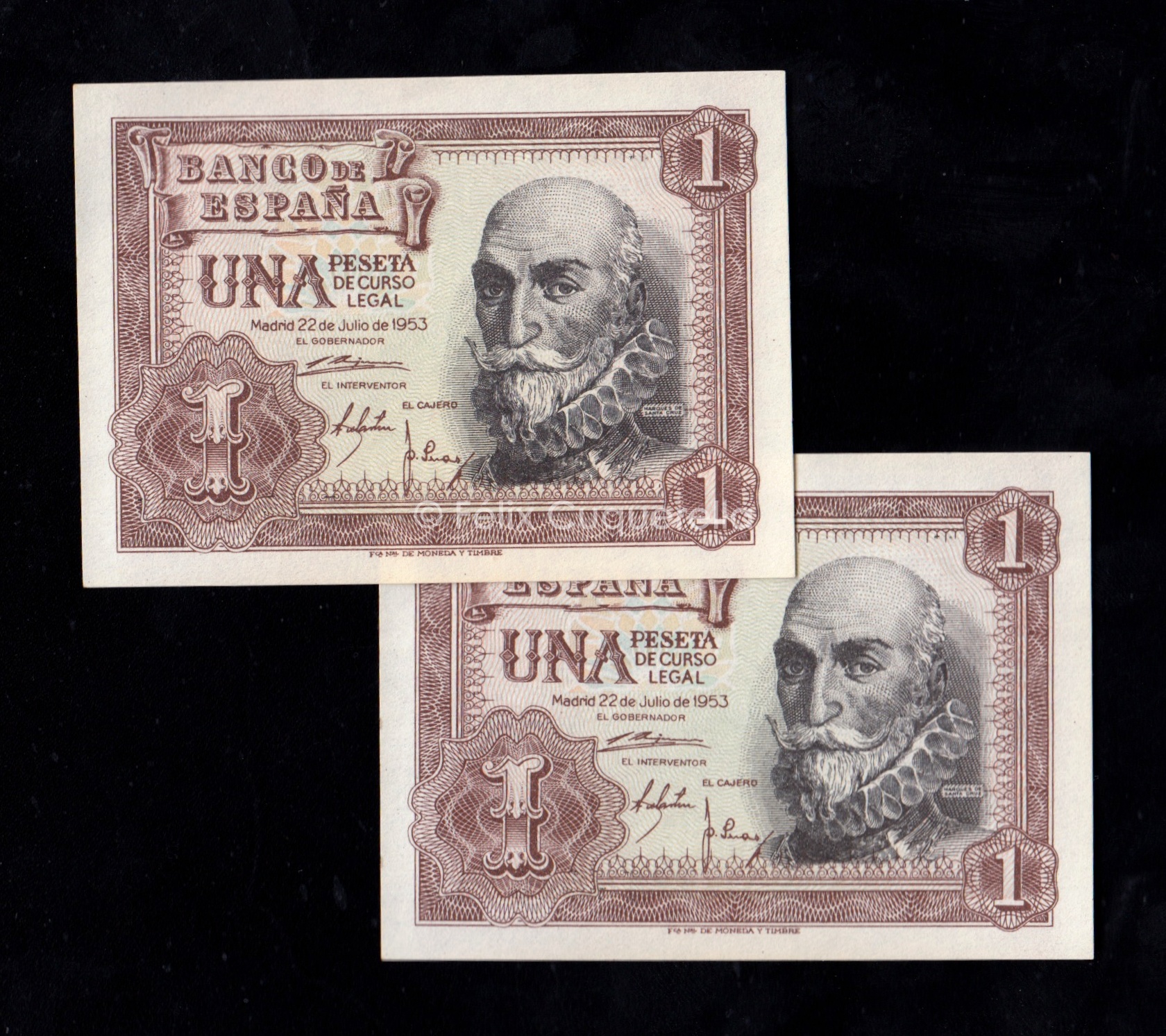 Pareja correlativa 1 Peseta 1953, serie I, S/C- Pareja correlativa 1 Peseta 1953, serie I, S/C-