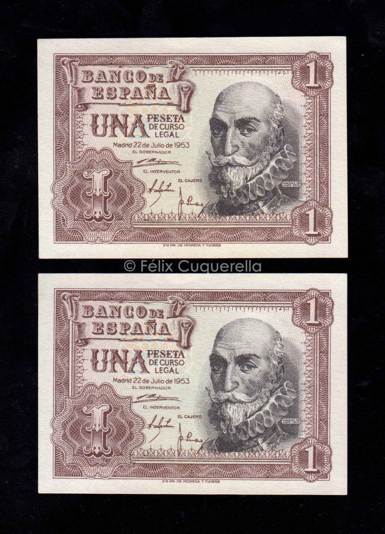 Pareja correlativa 1 Peseta 1953, serie I, S/C- Pareja correlativa 1 Peseta 1953, serie I, S/C-