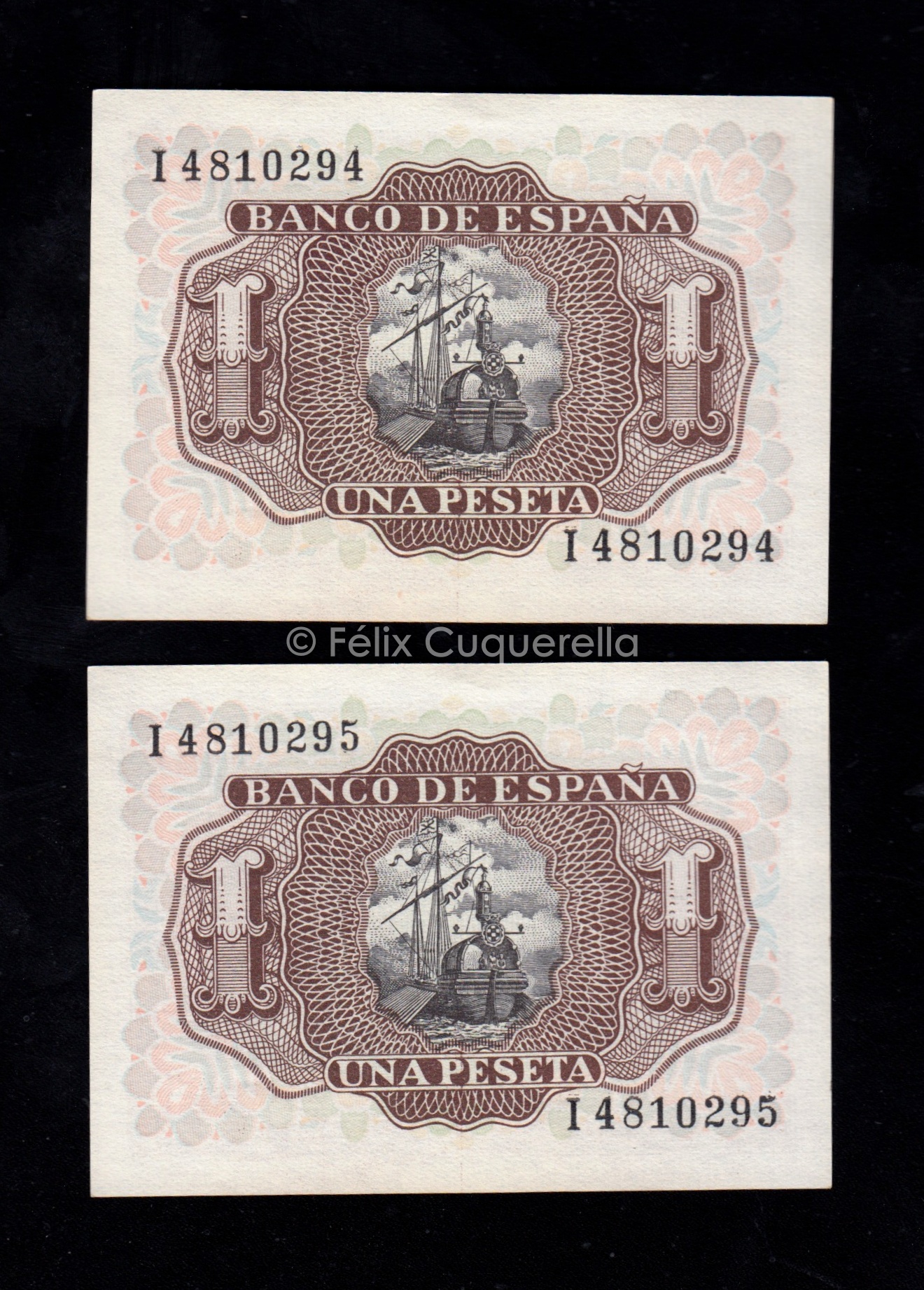 Pareja correlativa 1 Peseta 1953, serie I, S/C- Pareja correlativa 1 Peseta 1953, serie I, S/C-