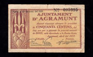 Agramunt (Lérida), 50 céntimos 1937, MBC-