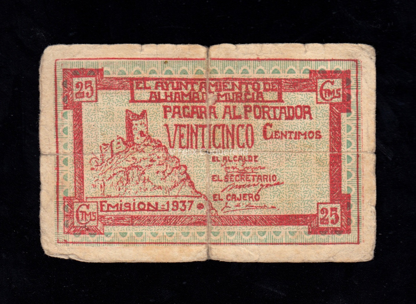 Alhama de Murcia (Murcia), 25 céntimos 1937, B/C Alhama de Murcia (Murcia), 25 céntimos 1937, B/C