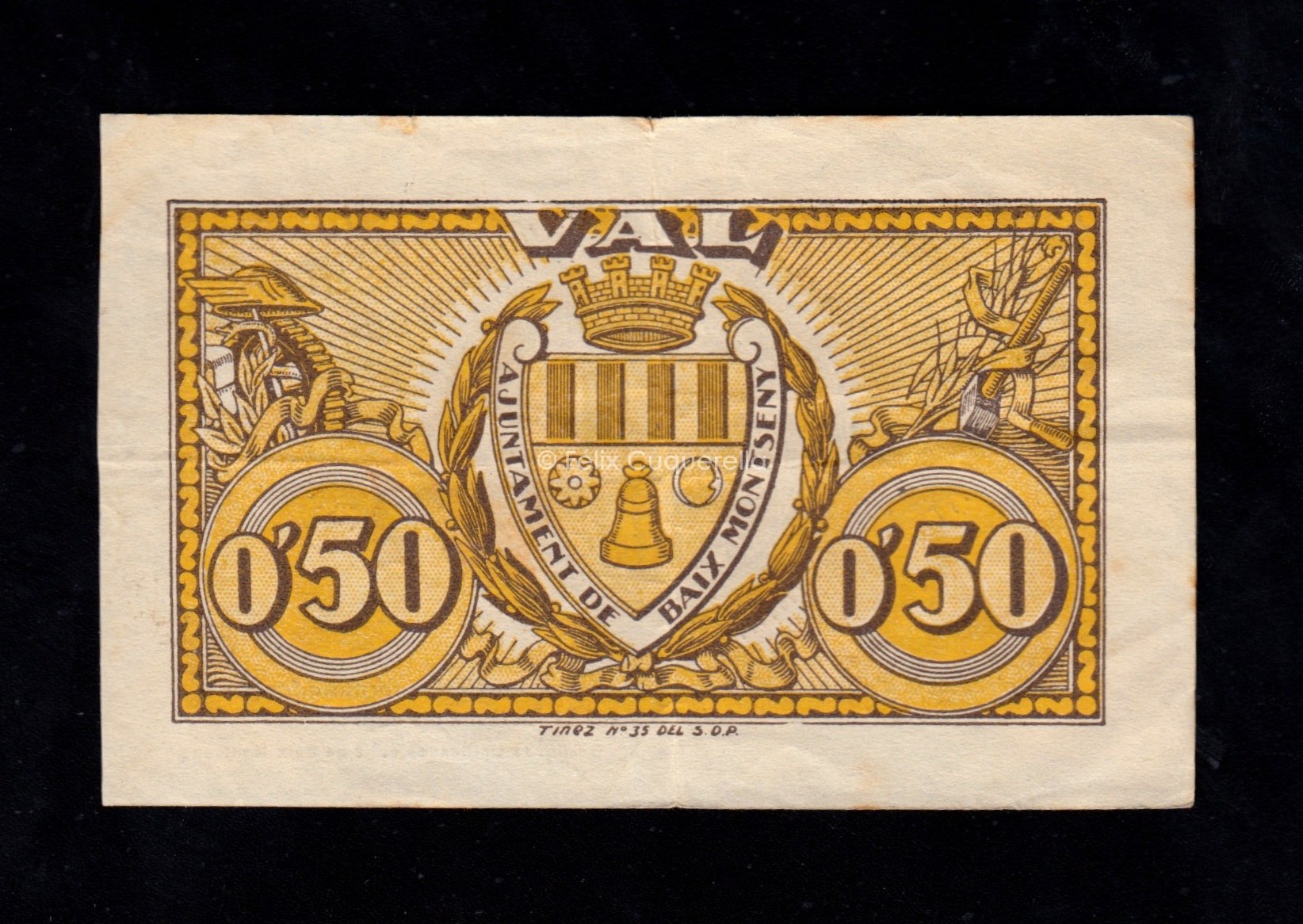 Baix Montseny (Barcelona), 50 céntimos, MBC- Baix Montseny (Barcelona), 50 céntimos, MBC-