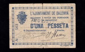 Balenya (Barcelona), 1 peseta, B/C+ Balenya (Barcelona), 1 peseta, B/C+
