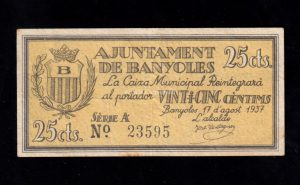 Banyoles (Gerona), 25 céntimos 1937 , EBC-