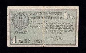 Banyoles (Gerona), 1 peseta 1937 , MBC-