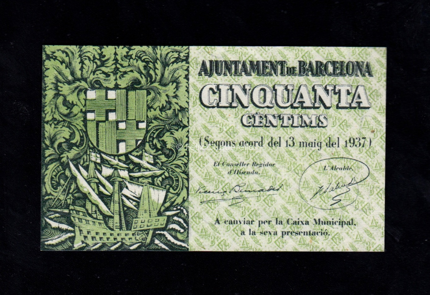 Barcelona, 50 céntimos 1937, S/C- Barcelona, 50 céntimos 1937, S/C-