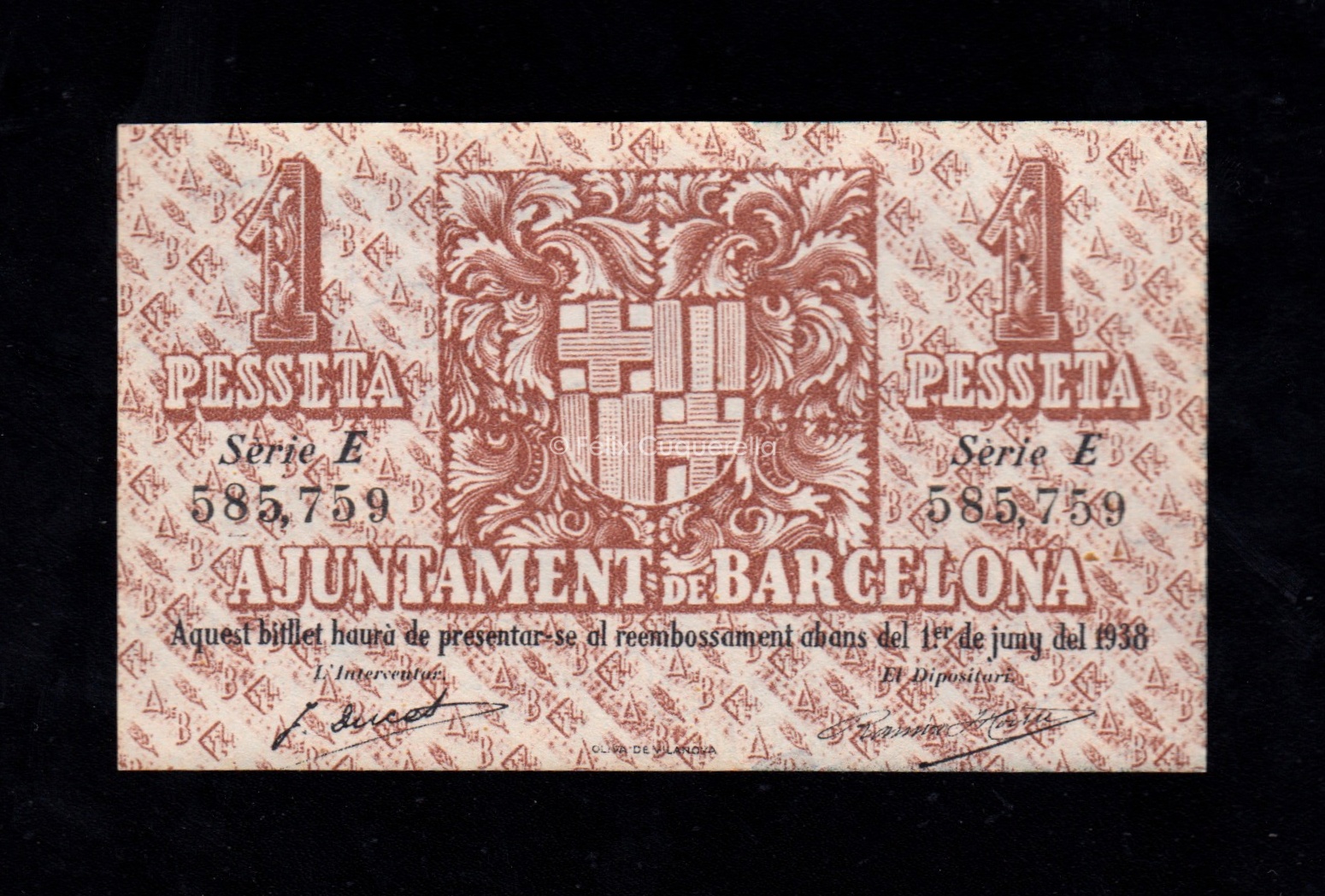 Barcelona, 1 peseta 1937, S/C Barcelona, 1 peseta 1937, S/C