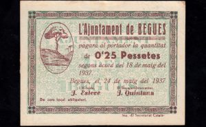 Begues (Barcelona), 25 céntimos 1937, S/C-