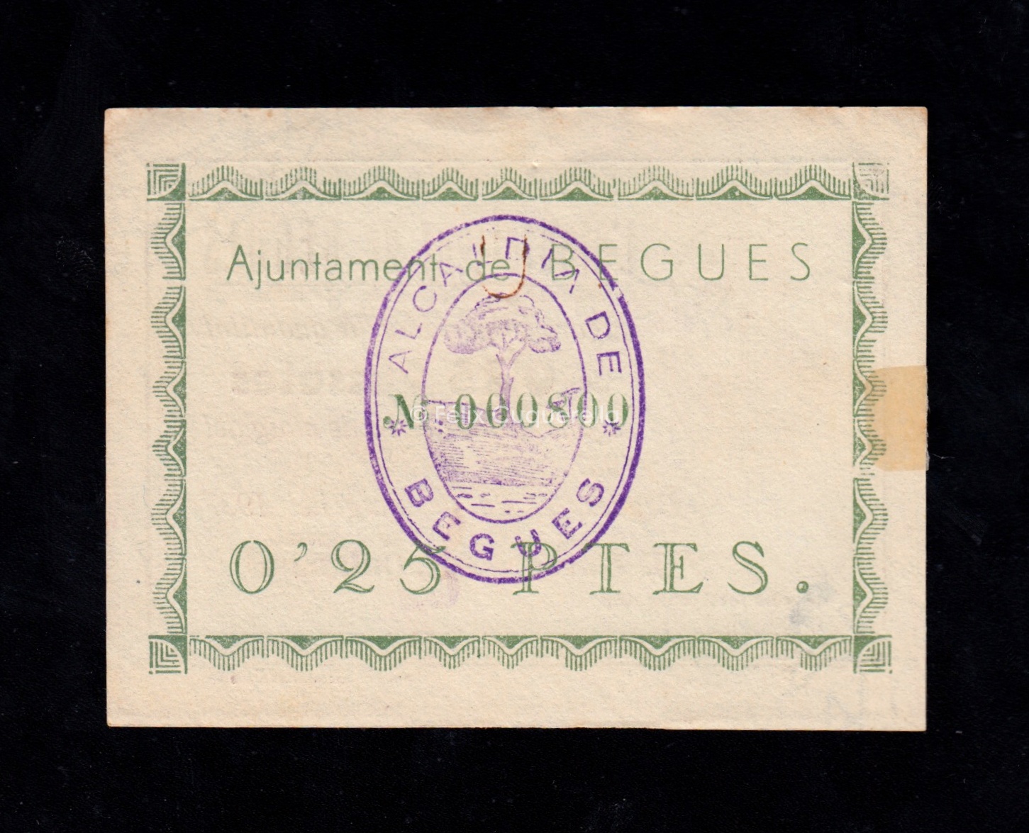 Begues (Barcelona), 25 céntimos 1937, S/C- Begues (Barcelona), 25 céntimos 1937, S/C-