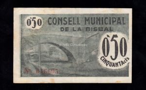 La Bisbal (Gerona), 50 céntimos, MBC