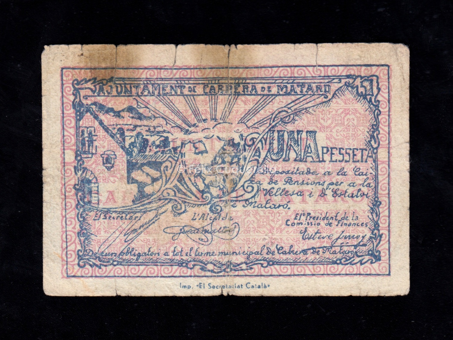 Cabrera de Mataró (Barcelona), 1 peseta, B/C Cabrera de Mataró (Barcelona), 1 peseta, B/C