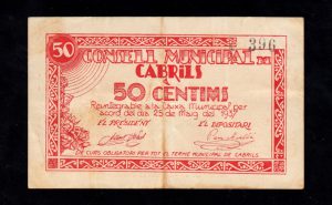 Cabrils (Barcelona), 50 céntimos 1937, MBC