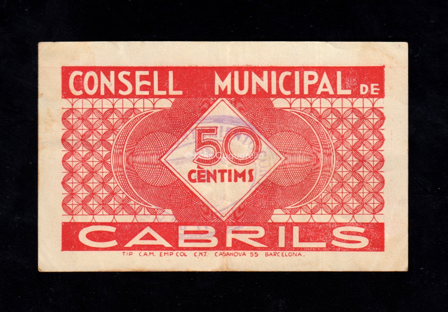 Cabrils (Barcelona), 50 céntimos 1937, MBC Cabrils (Barcelona), 50 céntimos 1937, MBC
