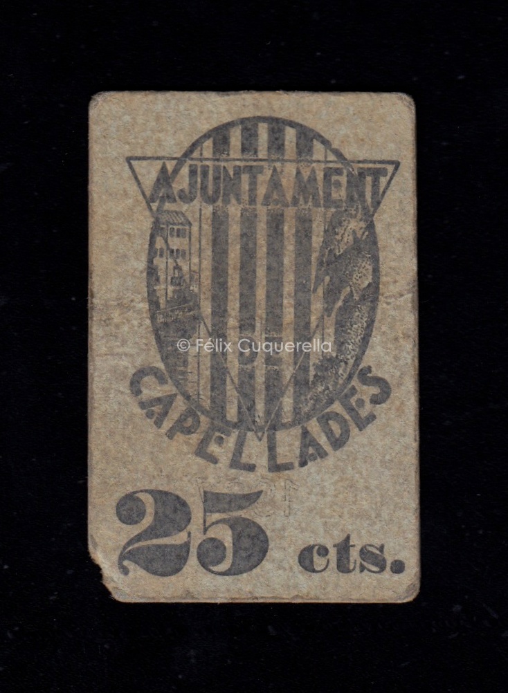 Capellades (Barcelona), 25 céntimos 1937, MBC- Capellades (Barcelona), 25 céntimos 1937, MBC-