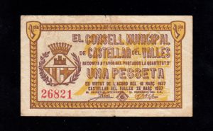 Castella del Vallés (Barcelona), 1 peseta 1937, MBC-