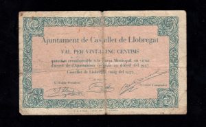 Castellet de Llobregat (Barcelona), 25 céntimos 1937, B/C+