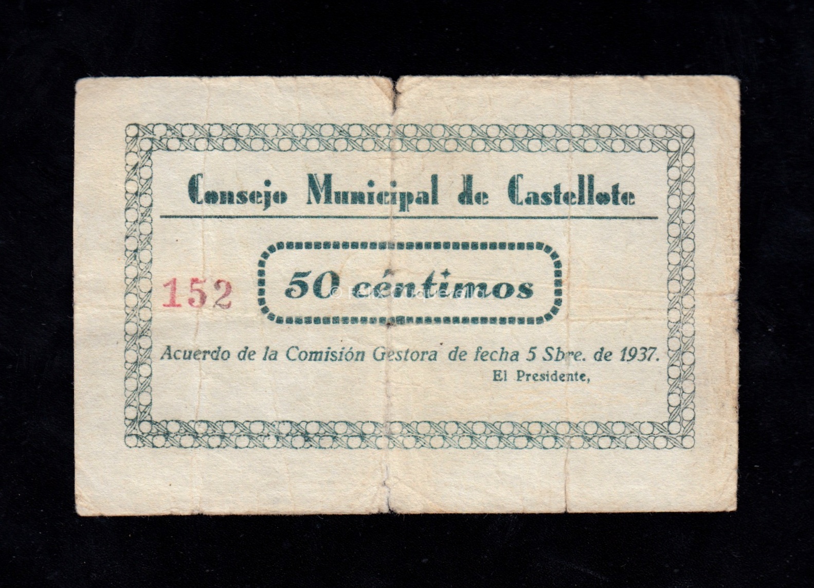 Castellote (Teruel), 50 céntimos 1937, B/C Castellote (Teruel), 50 céntimos 1937, B/C