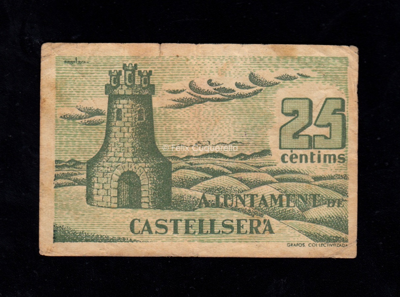 Castellserá (Lérida), 25 céntimos, MBC- Castellserá (Lérida), 25 céntimos, MBC-