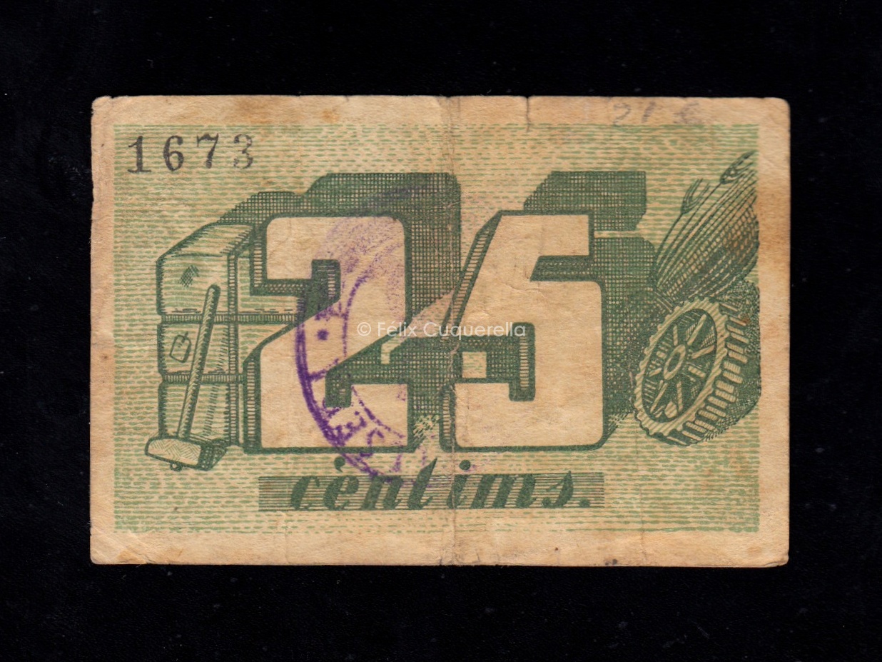 Castellserá (Lérida), 25 céntimos, MBC- Castellserá (Lérida), 25 céntimos, MBC-